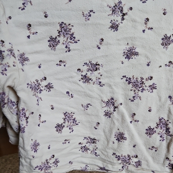 Zara Cream and Purple Floral Kids Button Down Shirt - Picture 4 of 5